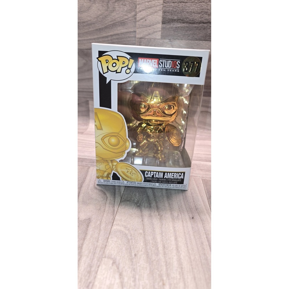 Funko Pop! Marvel Studios First 10 Years Captain America Gold Chrome #377 Vinyl